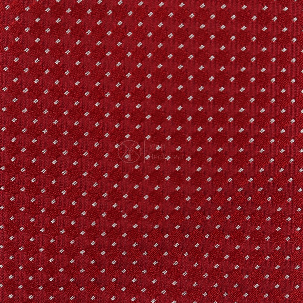 New Fashion Styles Red Spotted Dotted Wedding Necktie Silk Flat End Tone on Tone Checkered Mens Slim Ties in Stock