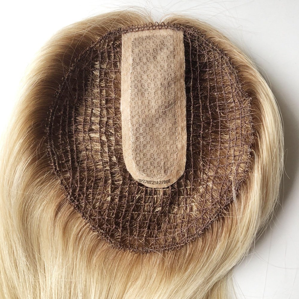 TP27 100% virgin Cuticle remy human hair lady topper all hand tied women toupee fish net integration hairpieces with silk top