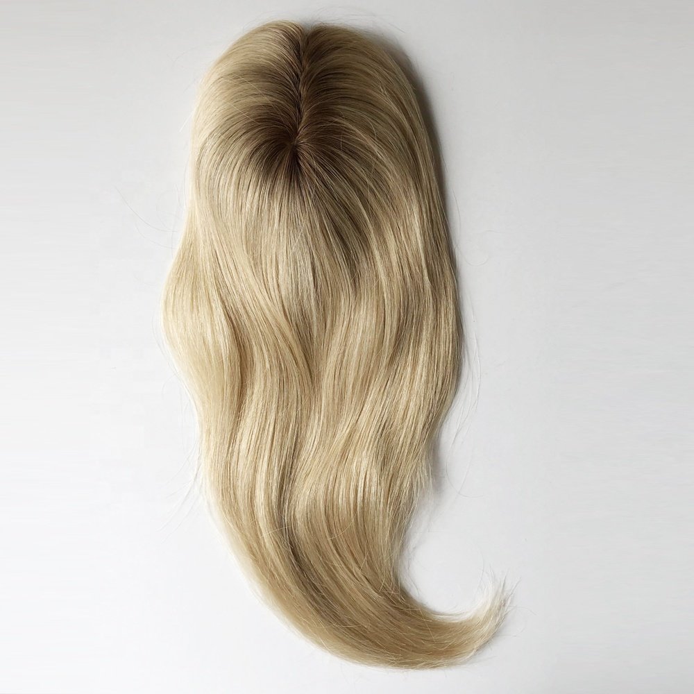 TP27 100% virgin Cuticle remy human hair lady topper all hand tied women toupee fish net integration hairpieces with silk top