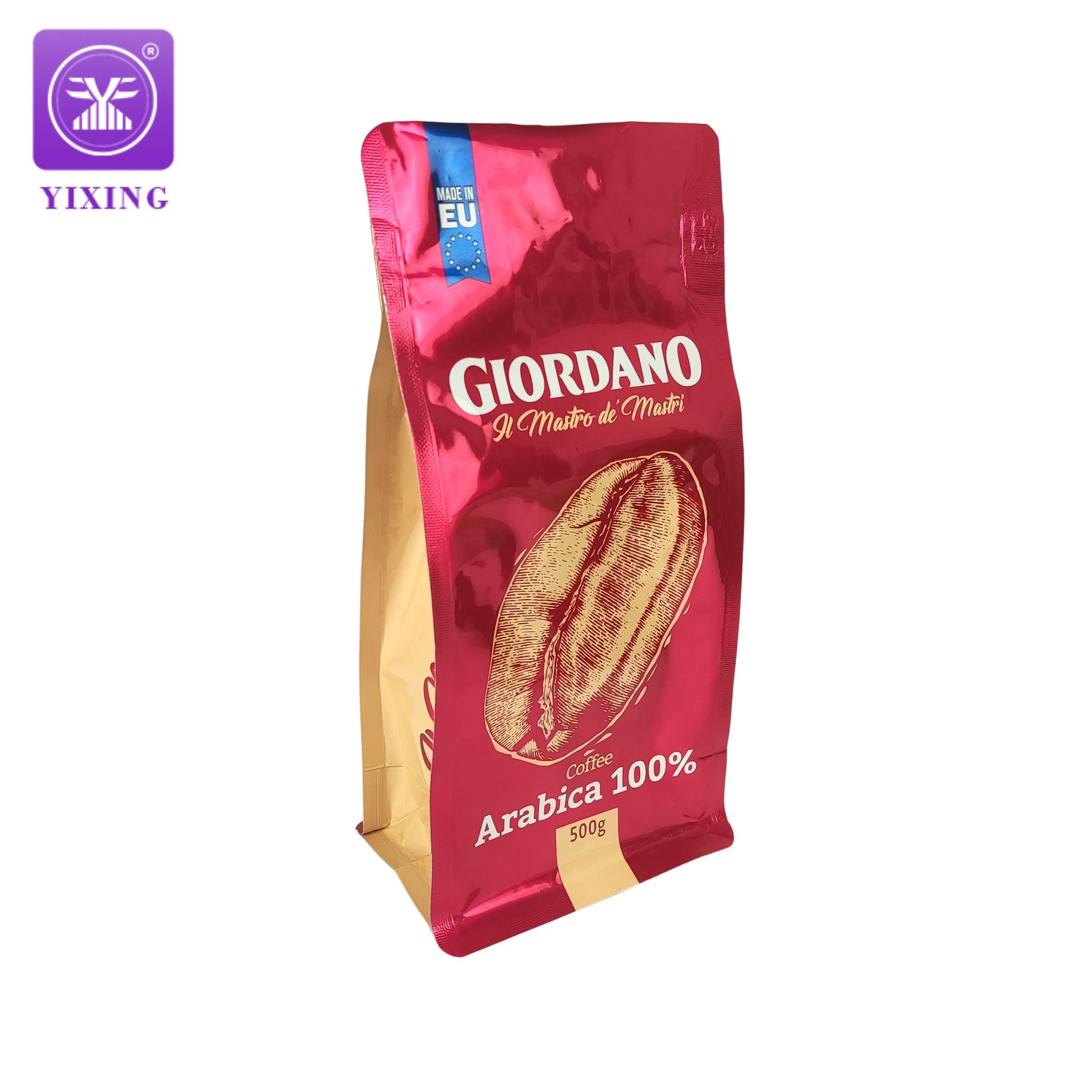 Custom Printing Coffee Pouch Plastic One Way Degassing Valve Block Bottom Bag with Tin Ties