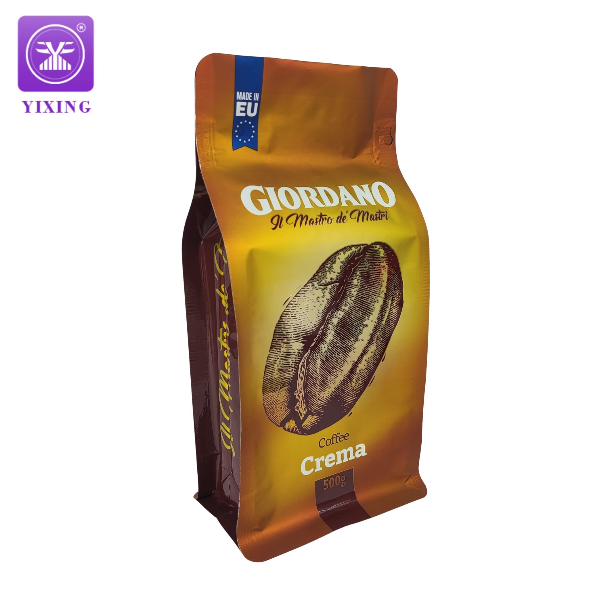 Custom Printing Coffee Pouch Plastic One Way Degassing Valve Block Bottom Bag with Tin Ties