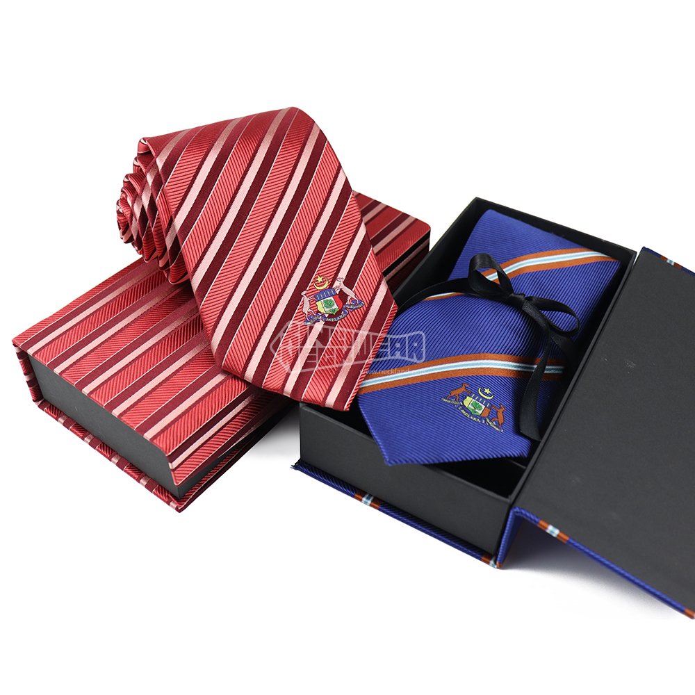 Custom Manufacturer Premium Stripe Logo Necktie Woven embroidery Private Label Silk Ties