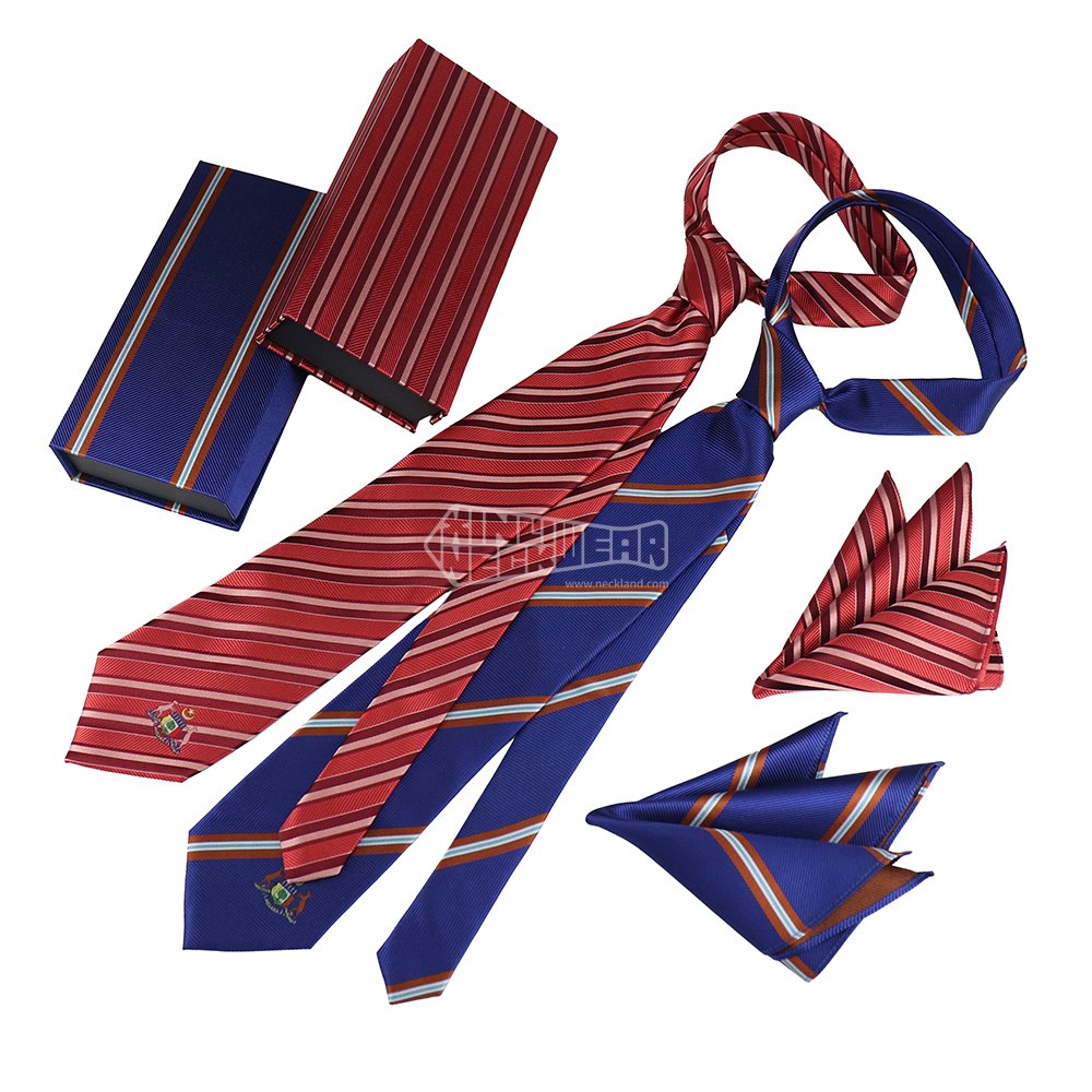 Custom Manufacturer Premium Stripe Logo Necktie Woven embroidery Private Label Silk Ties