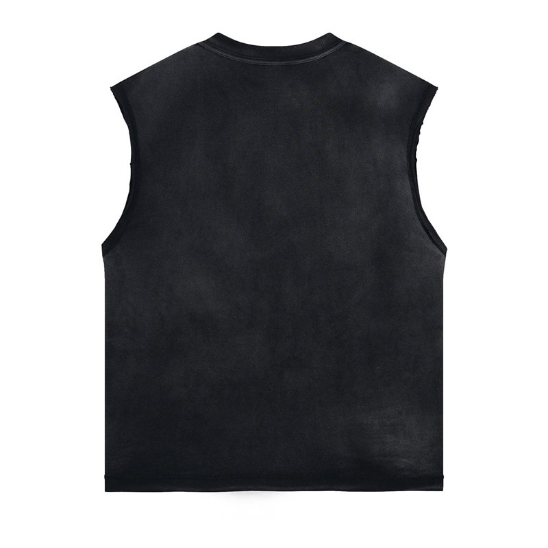 Custom logo print screen embroidery vest cotton blank plain Vintage men sport jersey vest Oversized Acid Washed Stone vest