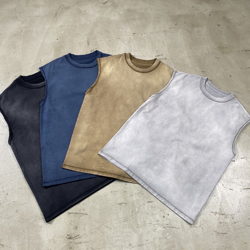 Custom logo print screen embroidery vest cotton blank plain Vintage men sport jersey vest Oversized Acid Washed Stone vest