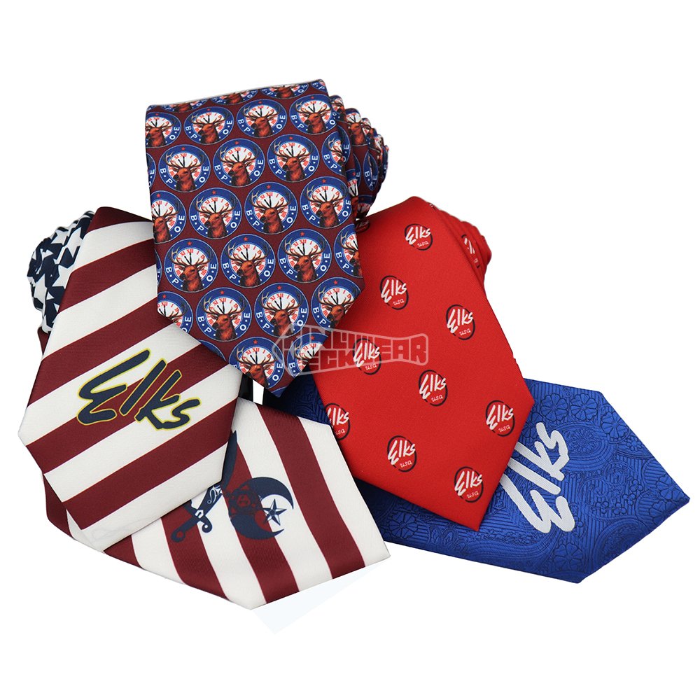 Men Printed Logo Polyester Tie Customize Fraternity Club Masonic Symbol Ties Custom Print Neckties