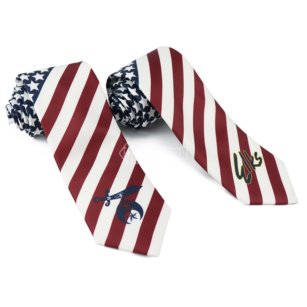 Men Printed Logo Polyester Tie Customize Fraternity Club Masonic Symbol Ties Custom Print Neckties
