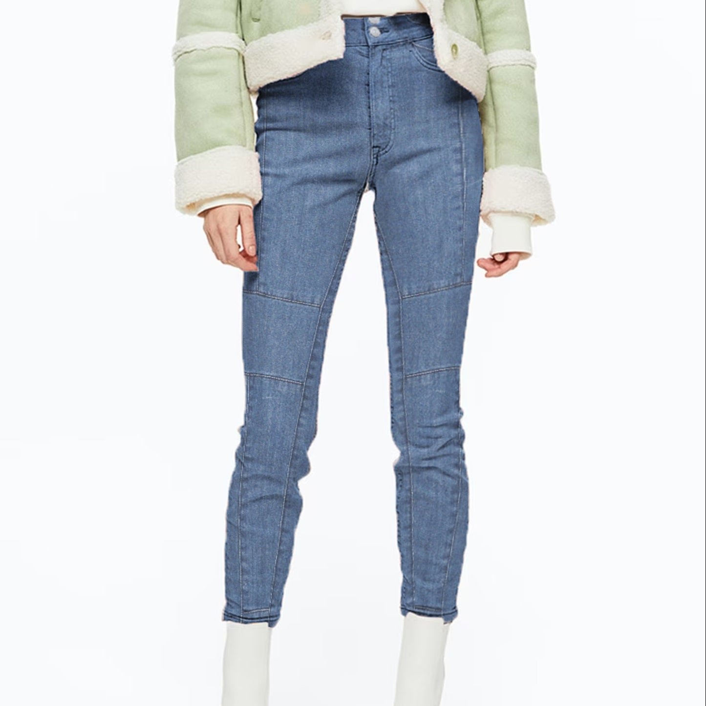 New Hollow Design Blue Full Length Women's Summer Jeans Cotton High Waist Skinny Women's Plus Size Denim Jeans