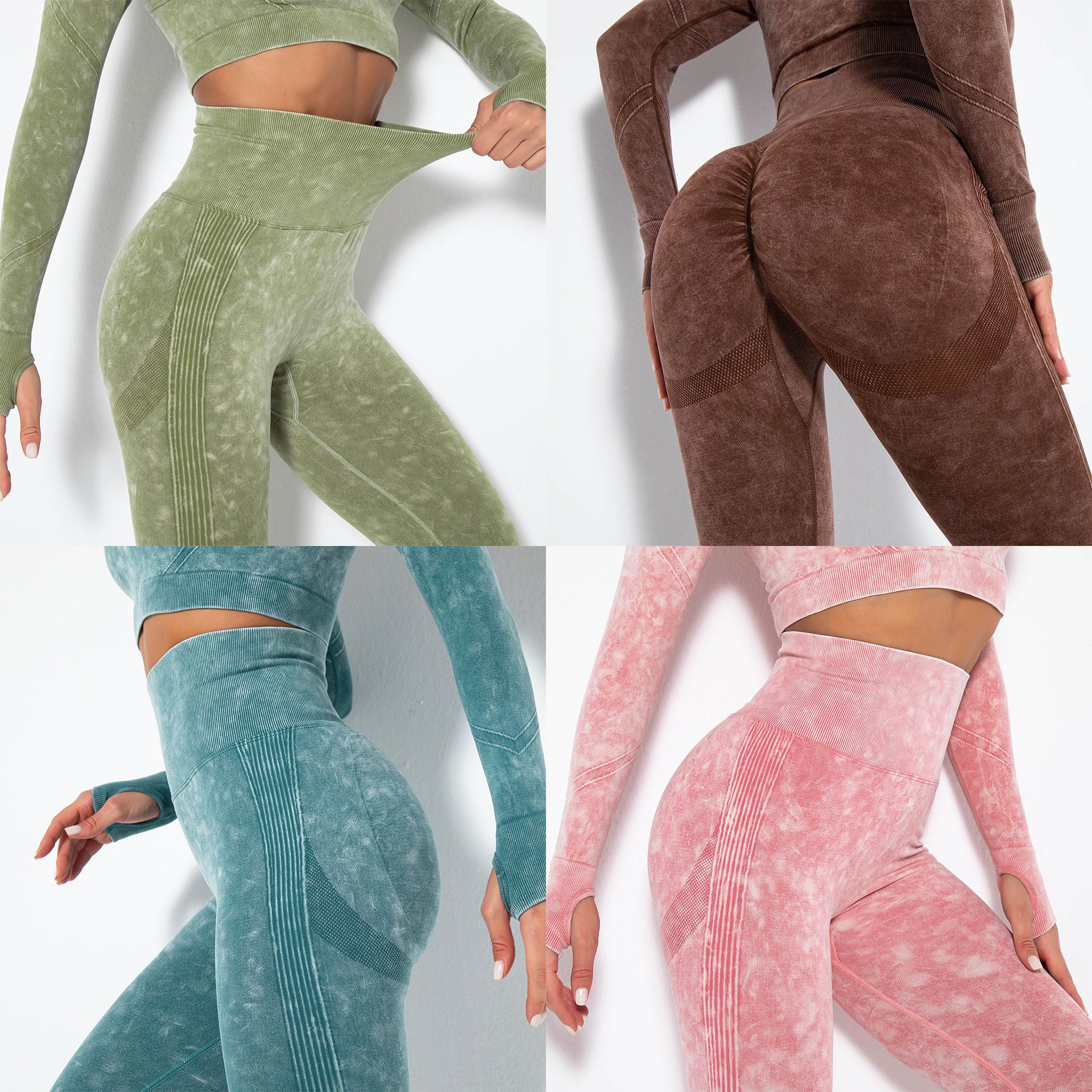 Acid Washed Seamless Compression Fitness Leggings Women Gym Tights Leggings Scrunch Butt Yoga Pants