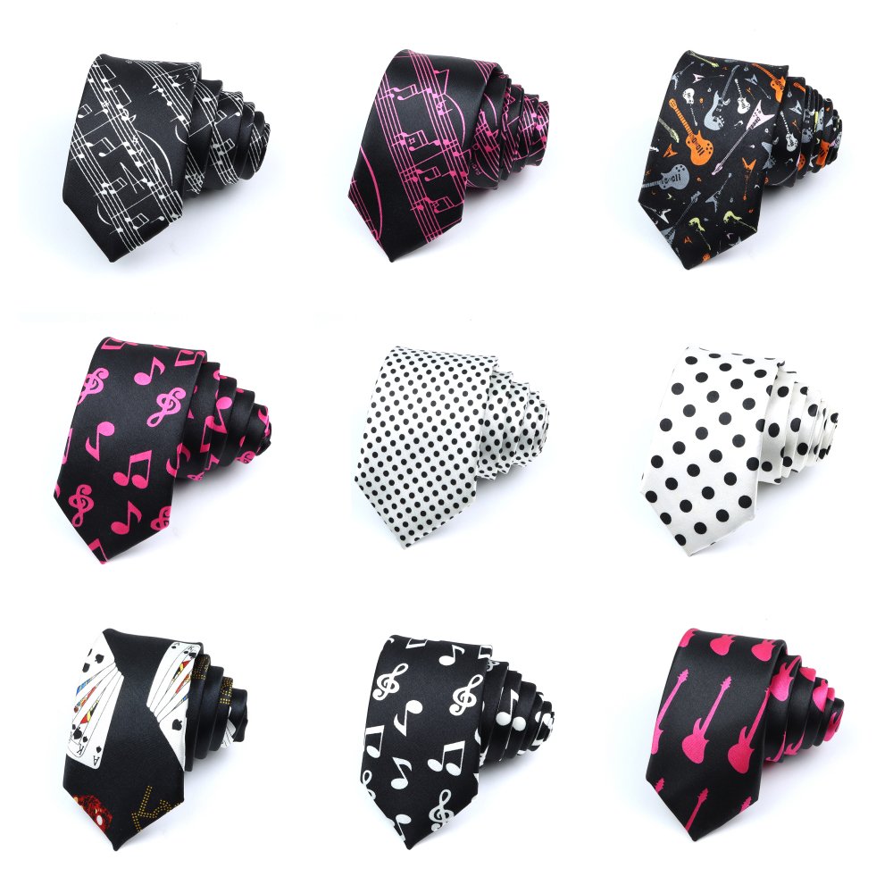 New Style Men's Fashion Neckties Helloween Festival Christmas Tie Soft Designer Character Necktie Music score piano Guitar
