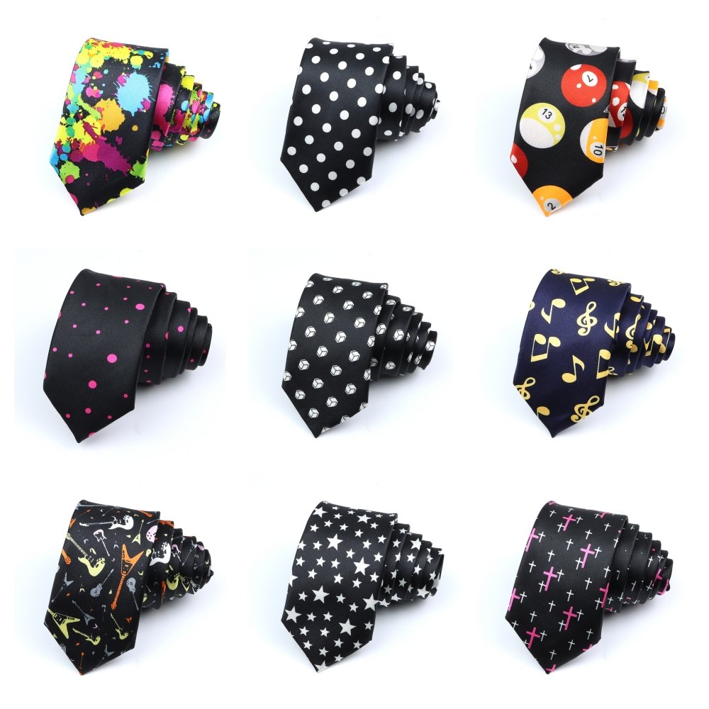 New Style Men's Fashion Neckties Helloween Festival Christmas Tie Soft Designer Character Necktie Music score piano Guitar