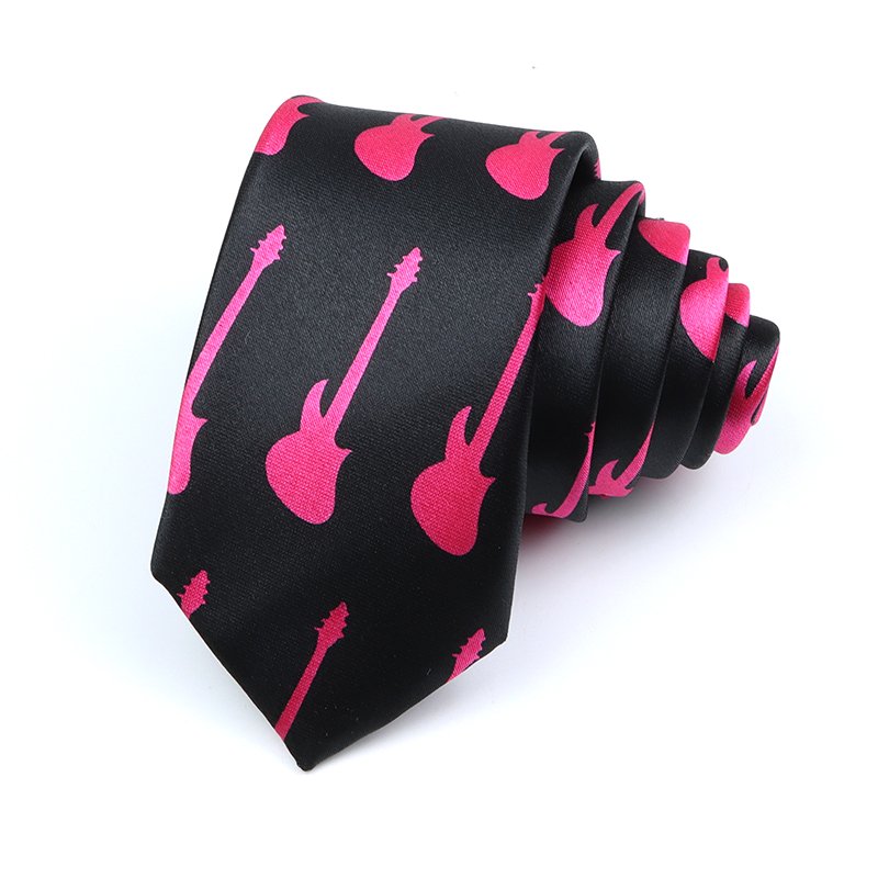 New Style Men's Fashion Neckties Helloween Festival Christmas Tie Soft Designer Character Necktie Music score piano Guitar