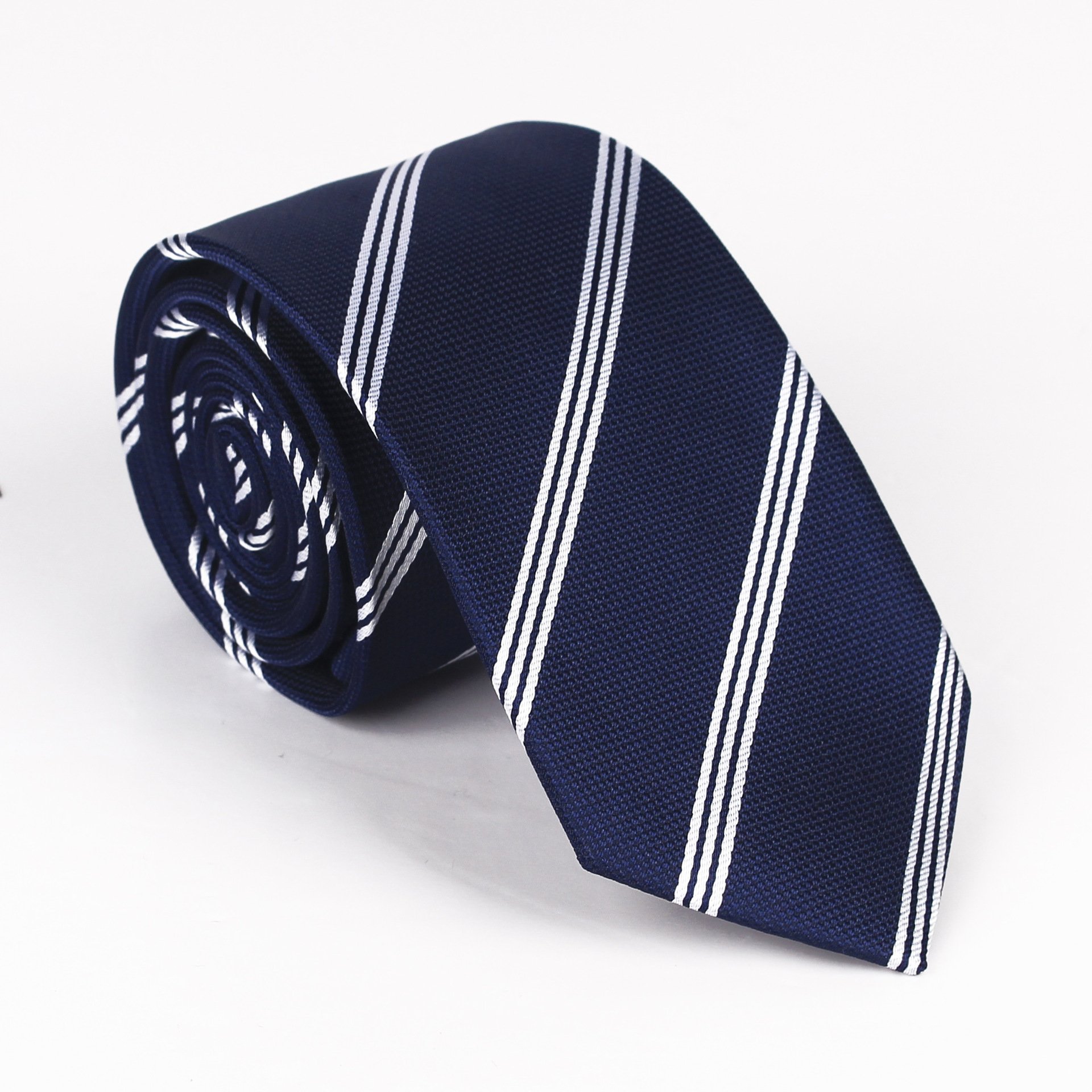 Men 6cm diagonal stripe tie suit polyester jacquard business narrow tie