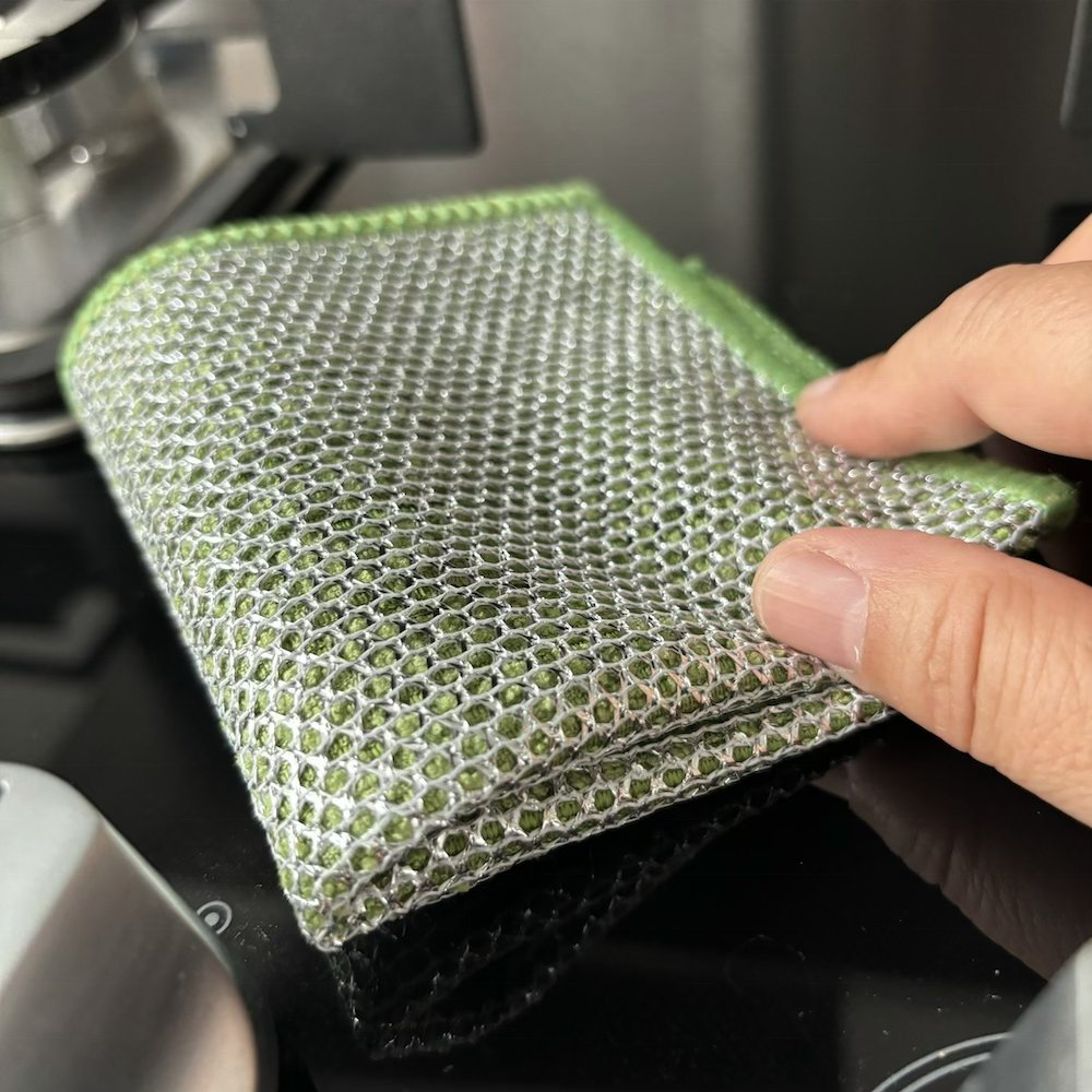 Eco-friendly Microfiber Mesh Fabric for Dishes Double Layer Silver Wire Steel Kitchen Towesl Absobrent Cleaning Cloth for Dish