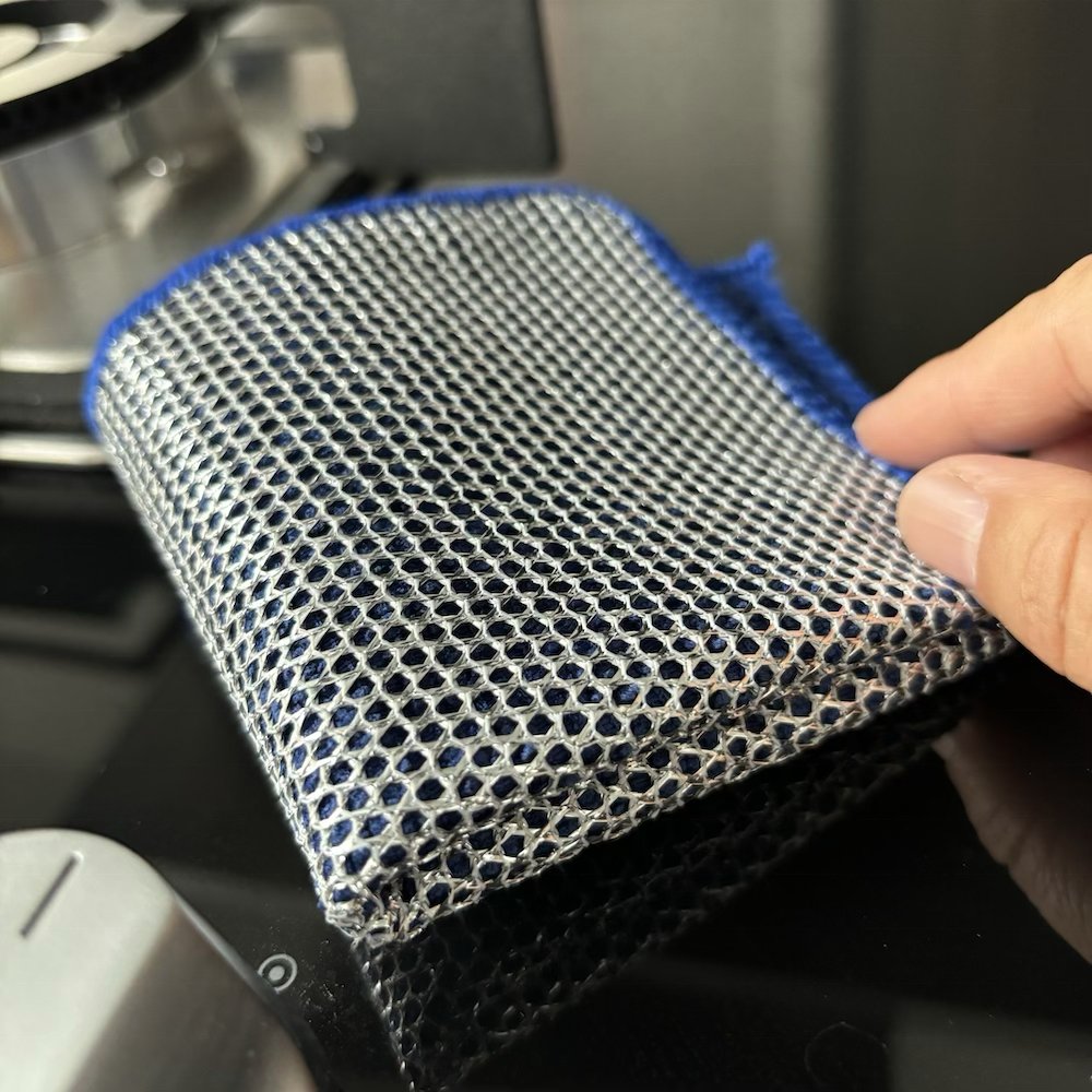 Eco-friendly Microfiber Mesh Fabric for Dishes Double Layer Silver Wire Steel Kitchen Towesl Absobrent Cleaning Cloth for Dish