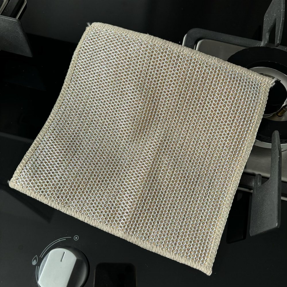 Eco-friendly Microfiber Mesh Fabric for Dishes Double Layer Silver Wire Steel Kitchen Towesl Absobrent Cleaning Cloth for Dish