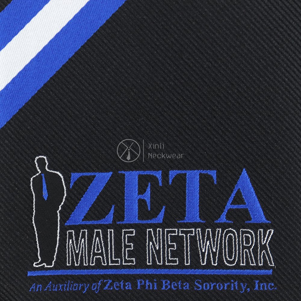 Black Navy Woven Jacquard Stripe Necktie Designers Zeta Male Network Masonic Logo Custom Mens Personalized Polyester Ties