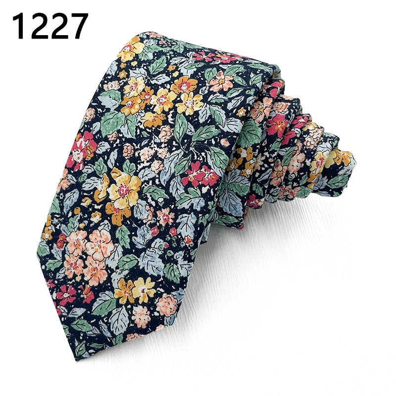 High quality cotton printed plain men's tie wholesale wedding hand floret 6cm floral tie manufacturers direct supply