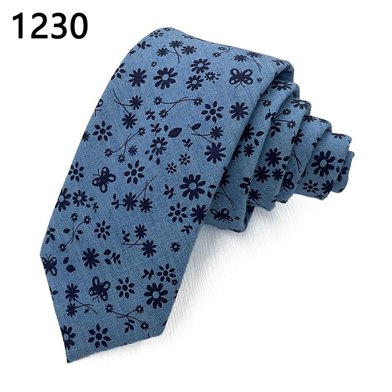 High quality cotton printed plain men's tie wholesale wedding hand floret 6cm floral tie manufacturers direct supply