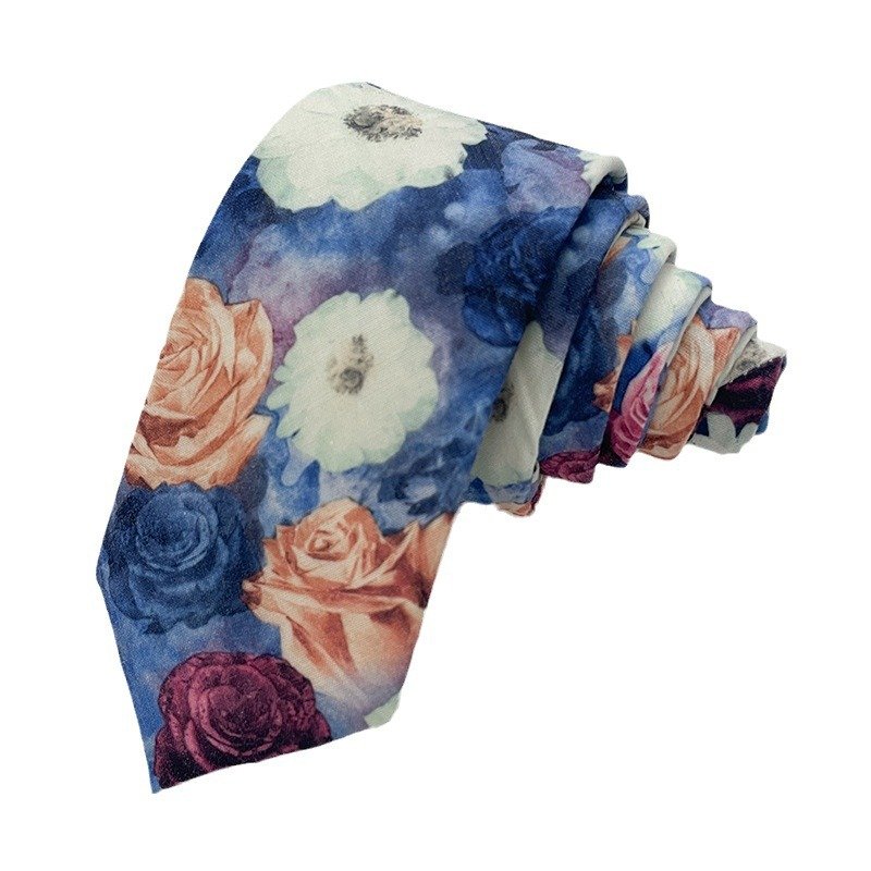 High quality cotton printed plain men's tie wholesale wedding hand floret 6cm floral tie manufacturers direct supply