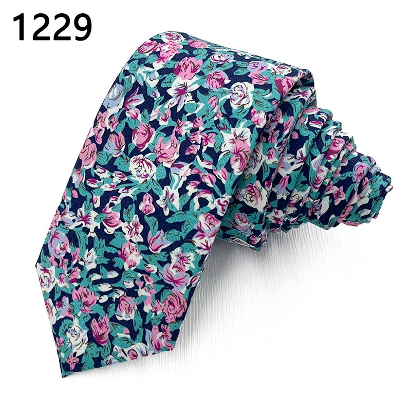 High quality cotton printed plain men's tie wholesale wedding hand floret 6cm floral tie manufacturers direct supply