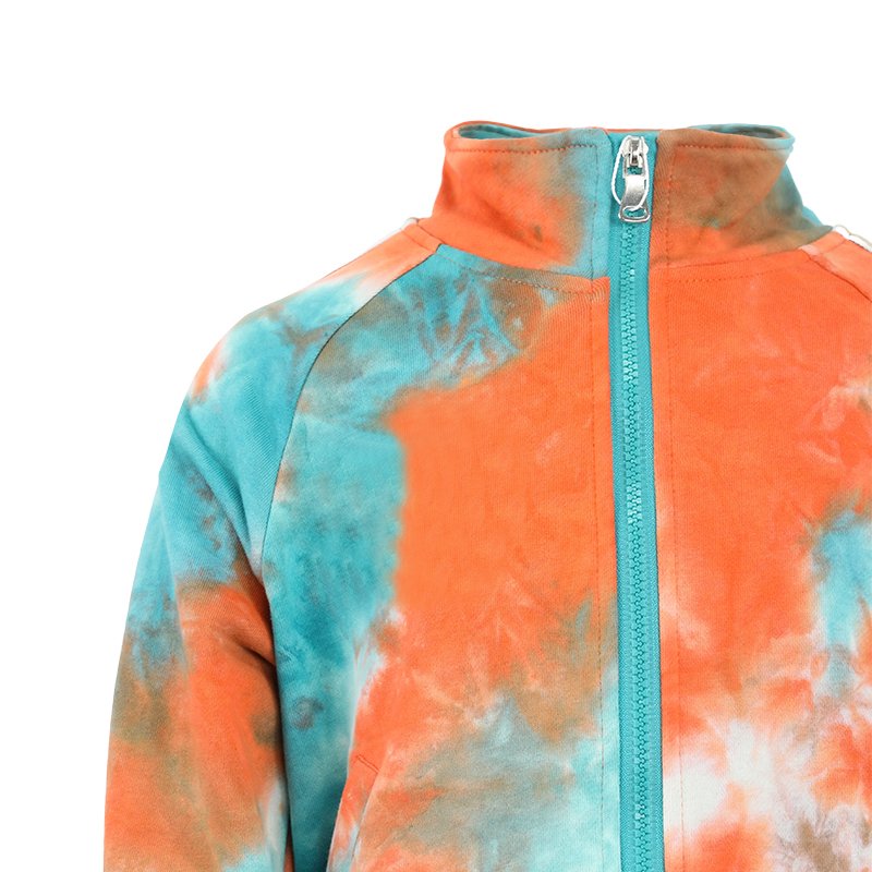 OEM Customizable Girls Tie-dye Printed Sweatshirt and Trousers Customized Two-piece Zipper-up Sweatsuit