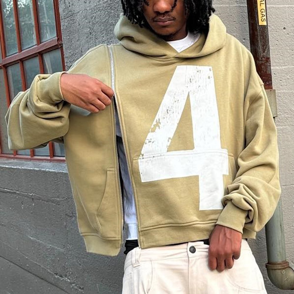 Huili Professional Customized Oversized Boxy Fit Hoodies Screen Printing Logo Men Heavyweight Cotton Unique Zip Up Hoodie