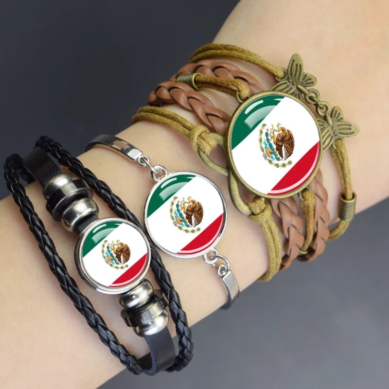 80 Models Mexico Country Flag Map Tie Clip Lapel Pin Ring Brooch Cuff Link Necklace Bracelet Earrings Key Chain Jewelry Set