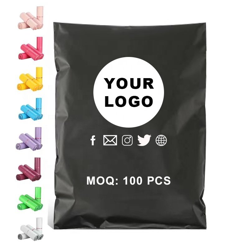 Eco Friendly Custom Logo Mailer Matte Black Commerce Business Courier Bag Apparel Shipping Bags