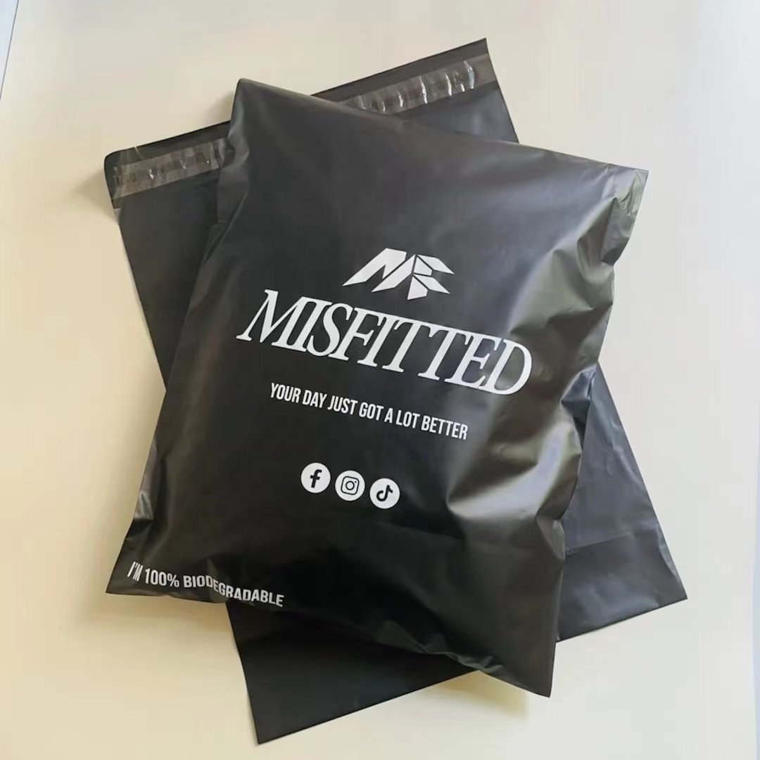Eco Friendly Custom Logo Mailer Matte Black Commerce Business Courier Bag Apparel Shipping Bags