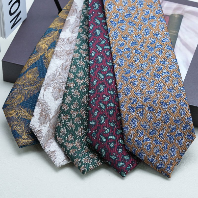 Tie men's formal suit Hong style gentleman vintage floral 8CM hand print business professional fashion