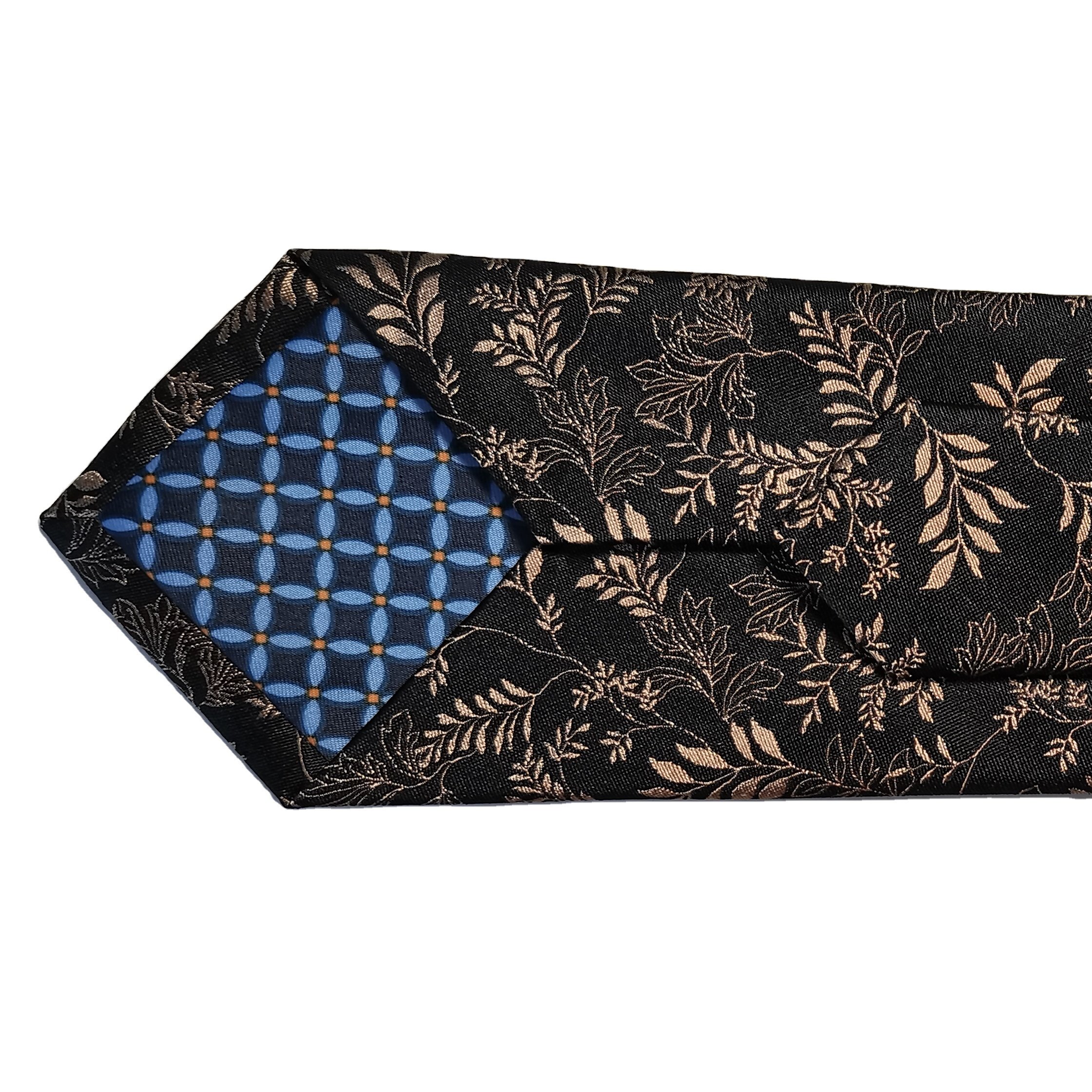 Wholesale 100% Pure Silk Weave Woven Jacquard Tan Floral Wedding Necktie Customization For Men Classic Ties