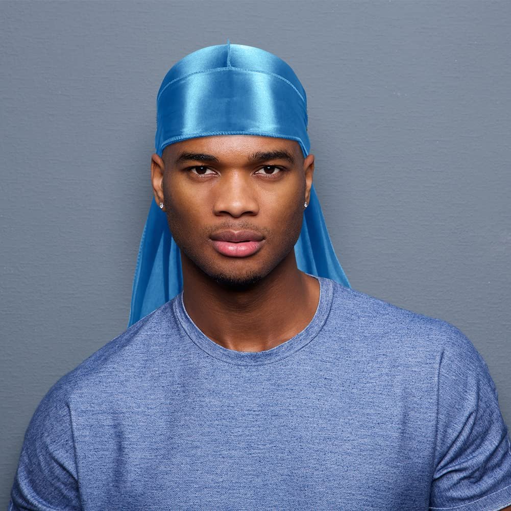 Wholesale Luxury Unisex Custom Logo Printed Extra Long Tie Headband Doo Rags And Bonnets Silky Satin Du Rags Designer Durags