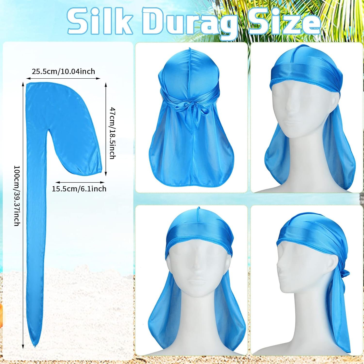 Wholesale Luxury Unisex Custom Logo Printed Extra Long Tie Headband Doo Rags And Bonnets Silky Satin Du Rags Designer Durags