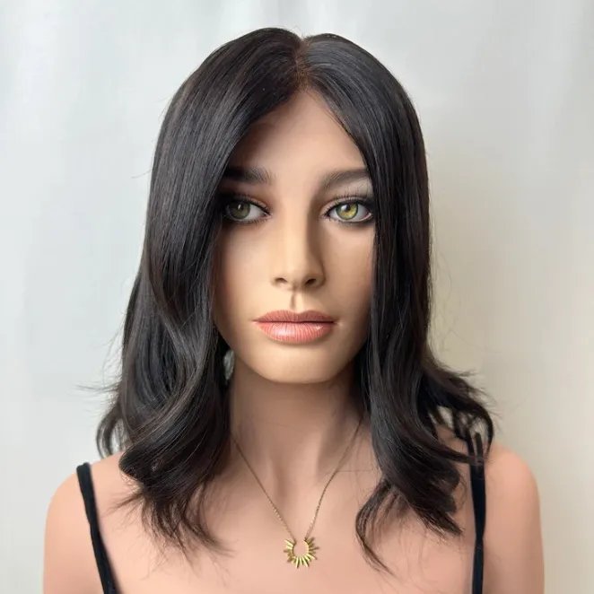 Wholesale Price Natural Black Color Top Quality Brazilian Virgin Human Hair Pre-pulcked Hairline Glueless HD 13*6 Lace Front Wig