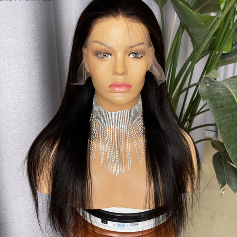 Wholesale Price Natural Black Color Top Quality Brazilian Virgin Human Hair Pre-pulcked Hairline Glueless HD 13*6 Lace Front Wig
