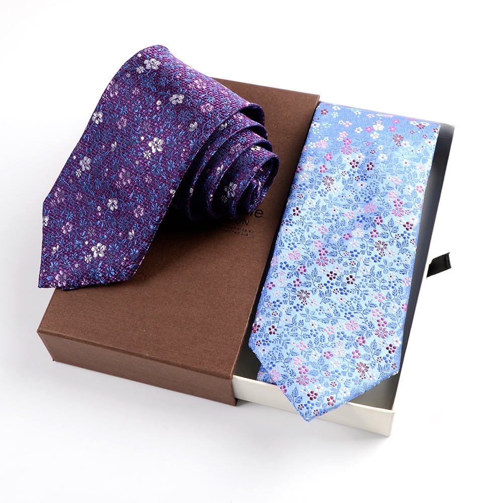 Wholesale Luxury Design Printed Flower Floral Business Neckties Men's Custom Logo Silk Ties