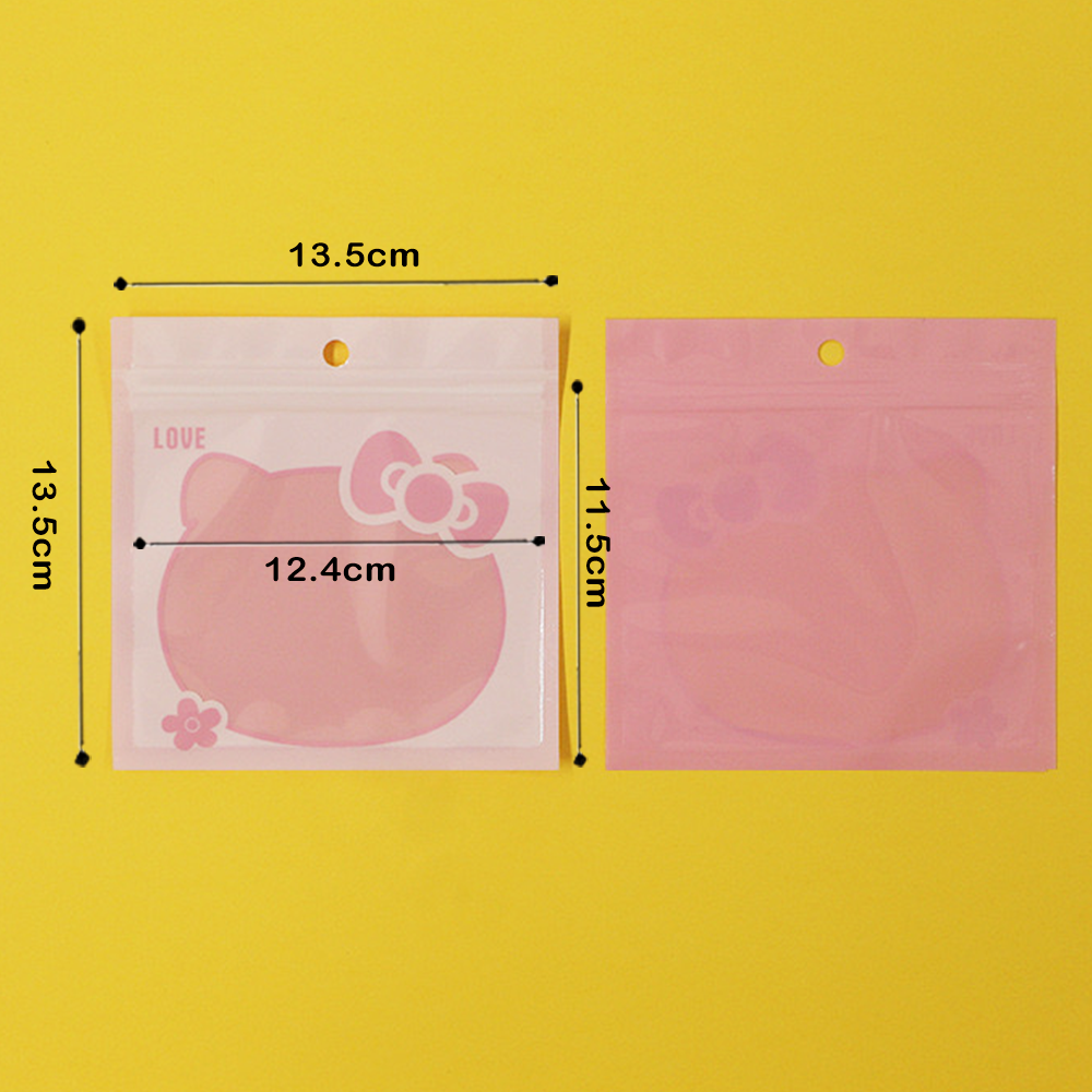 2024 Hello Cat Cute Cartoon Characters Square Storage Plastic Zipper Reusable Mylar Packaging Hot Stamping Ties Popular Use