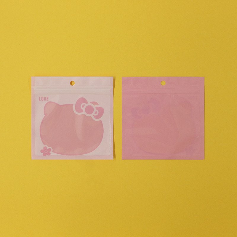 2024 Hello Cat Cute Cartoon Characters Square Storage Plastic Zipper Reusable Mylar Packaging Hot Stamping Ties Popular Use