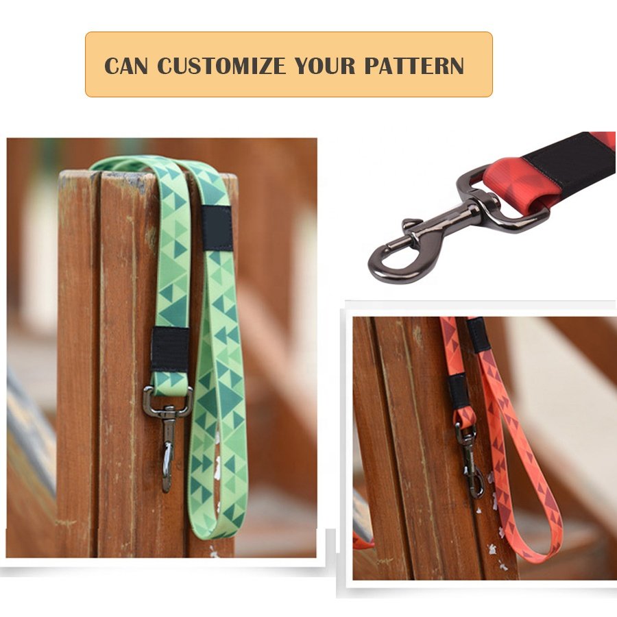 Pastel Personalized release buckle Silicone Waterproof Easy to Clean Bicolor PVC Dog Collar and Leash Set Coated With webbing