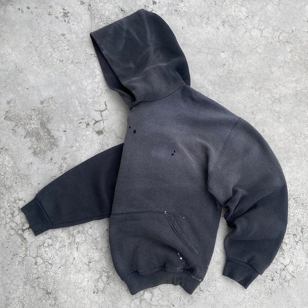 Oem Acid Washed Vintage Men'S Hoodie Custom High Quality Pullover Rivets Streetwear Plus Size Distressed Hoodie No Drawstring