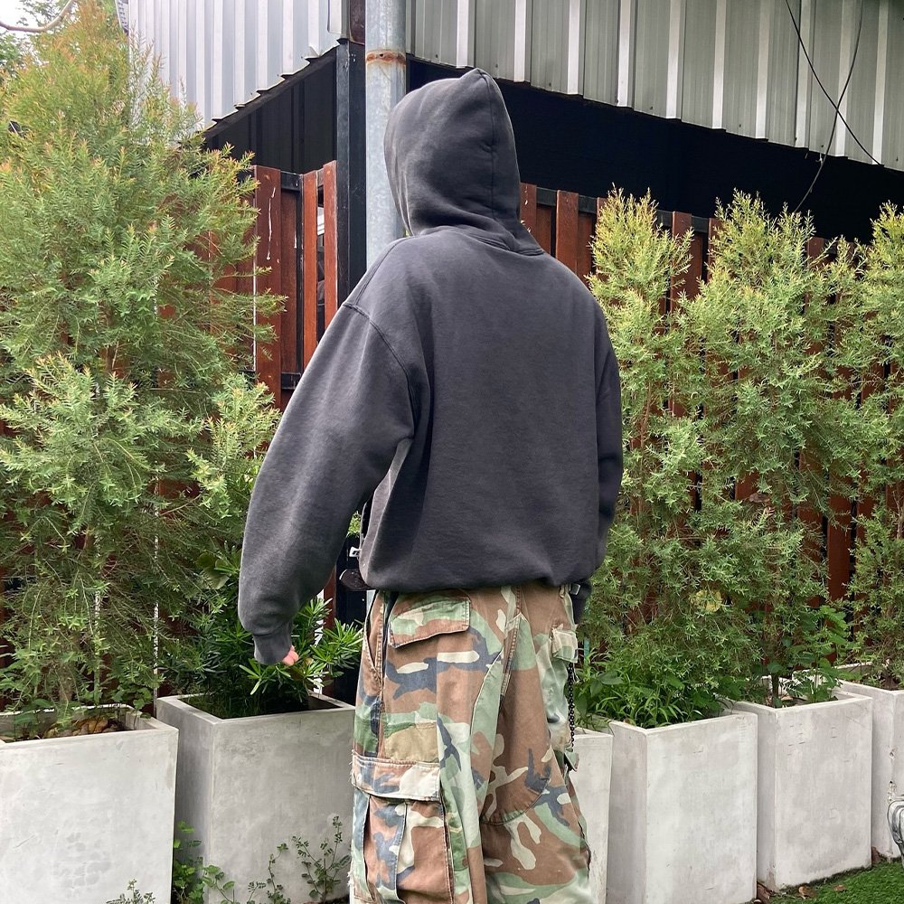 Oem Acid Washed Vintage Men'S Hoodie Custom High Quality Pullover Rivets Streetwear Plus Size Distressed Hoodie No Drawstring