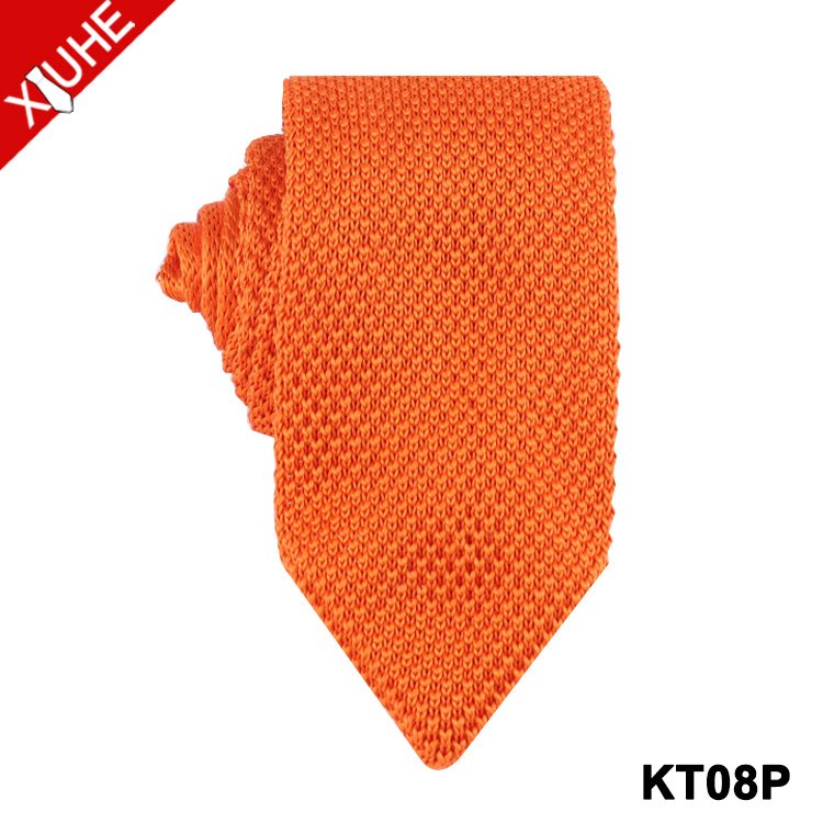 Classic Design Knit Necktie Red Color Solid Color Tie Custom Polyester Mens Kinted Ties