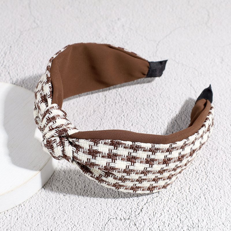 Luxury Catalog Classic Houndstooth Knot Headband Girl's Beauty Makeup Hairbands Women Fashion Designer Hair Accessories