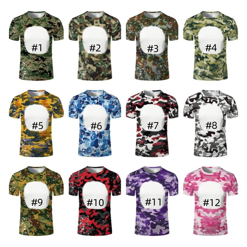 USA Shipping Real USA Size Sublimation Blank Polyester Custom Logo Shirt Printing Camouflage Faux bleached Tie dye T Shirt