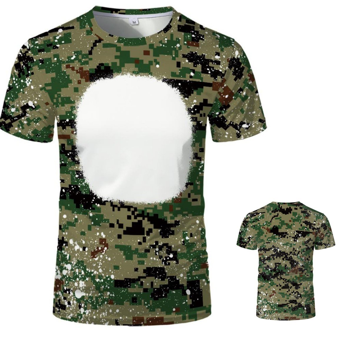 USA Shipping Real USA Size Sublimation Blank Polyester Custom Logo Shirt Printing Camouflage Faux bleached Tie dye T Shirt