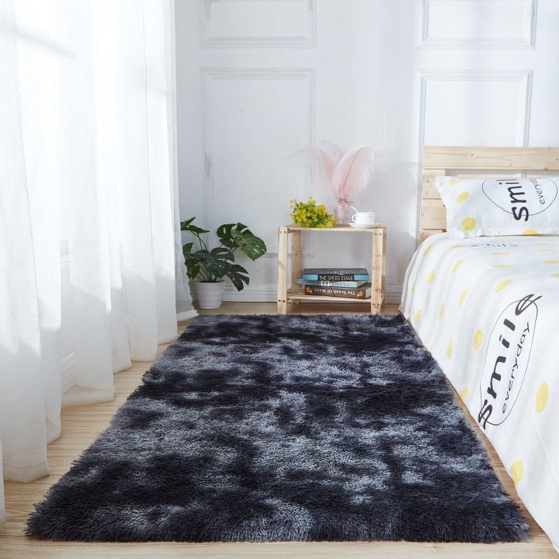bedroom decoration shaggy carpets polyester fluffy area rugs long pile modern tie-dye carpets for living room