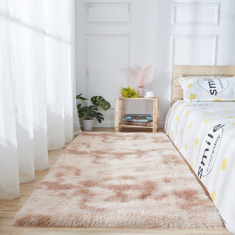 bedroom decoration shaggy carpets polyester fluffy area rugs long pile modern tie-dye carpets for living room