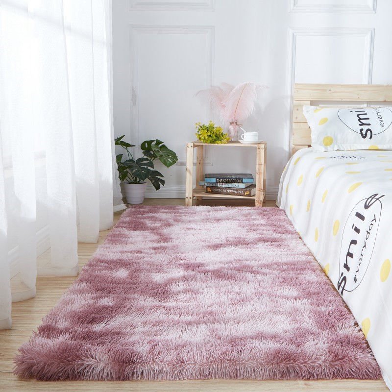 bedroom decoration shaggy carpets polyester fluffy area rugs long pile modern tie-dye carpets for living room