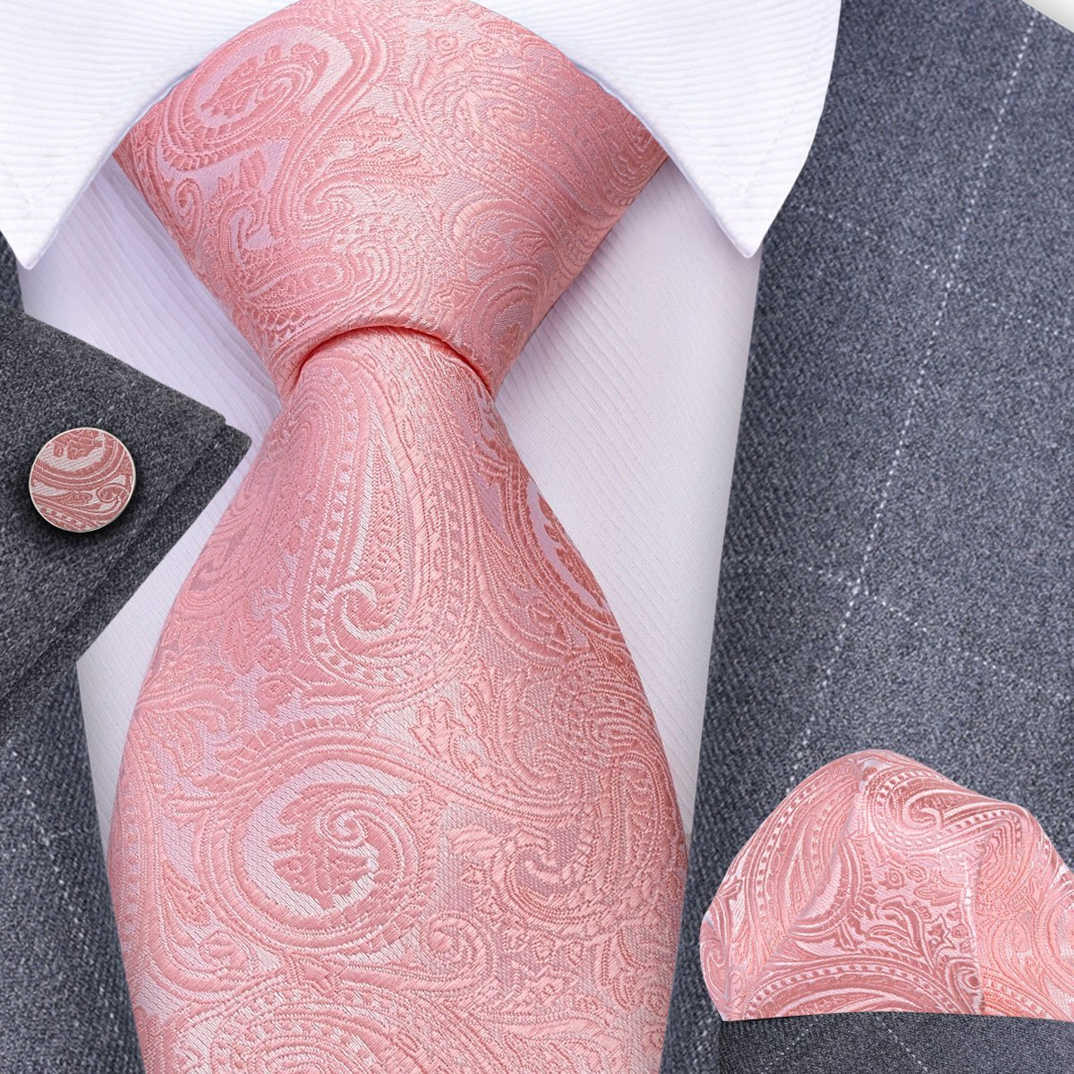 8cm Silk Luxury Mens Ties Floral Black Gold Ties Paisley NeckTie Pocket Square Cufflinks Set Men's Wedding Party Tie